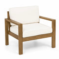Silla de Madera de Teca con Cojines de Algodón Beige