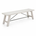 Banco de madera y metal blanco