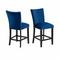 Taburetes de bar de terciopelo azul con estructura de madera, 2 piezas