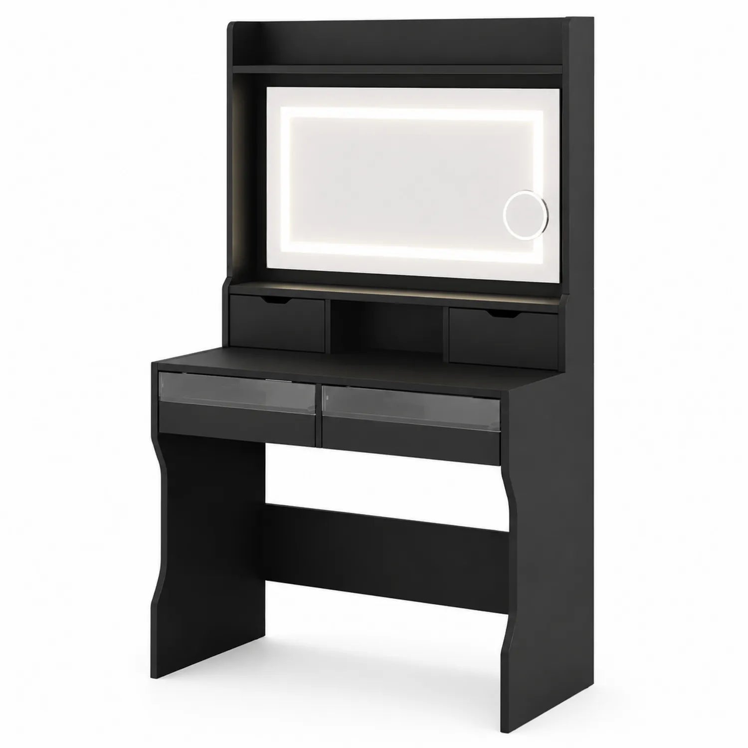 Tocador de Madera con Espejo LED y Estantes 140x60x180 cm