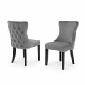 Juego de 2 sillas de comedor de madera y terciopelo gris
