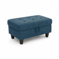 Puf de Tela con Almacenamiento Azul 80x50x40 cm