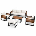 Conjunto de Sofás de Exterior con Cojines Beige, Estructura de Metal y Madera de Acacia