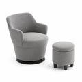 Conjunto de sillón giratorio y reposapiés de poliéster gris