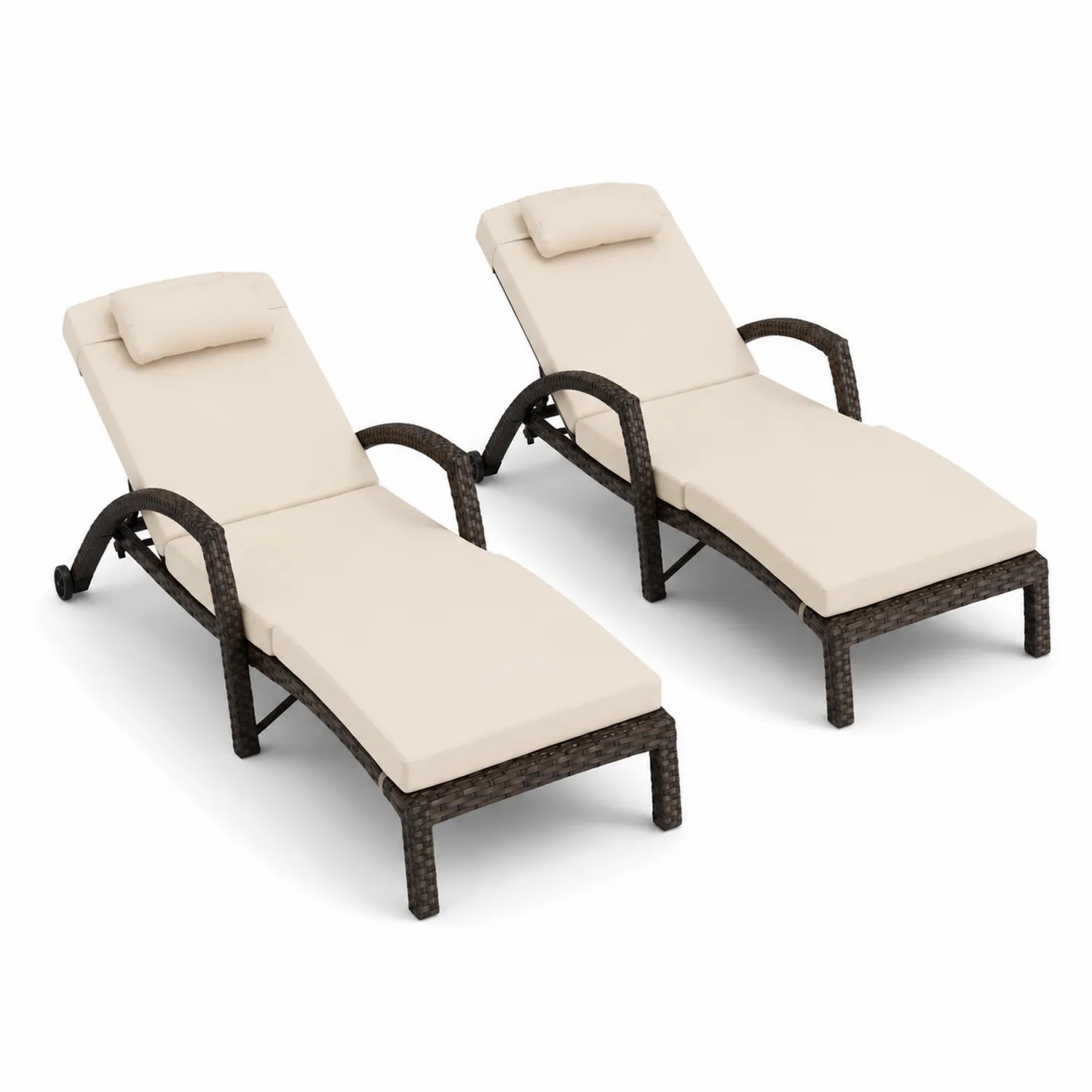 Conjunto de Tumbonas Reclinables de Ratán Sintético Crema 200cm