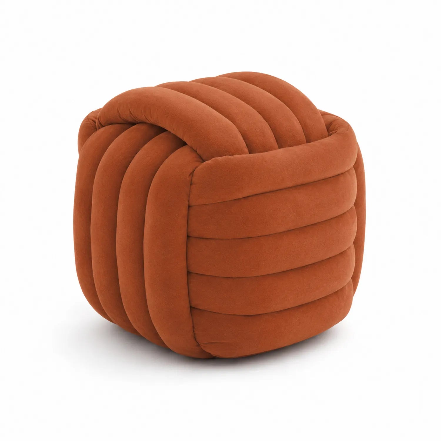 Puf de Tela Acolchada Color Terracota 45x45x45 cm