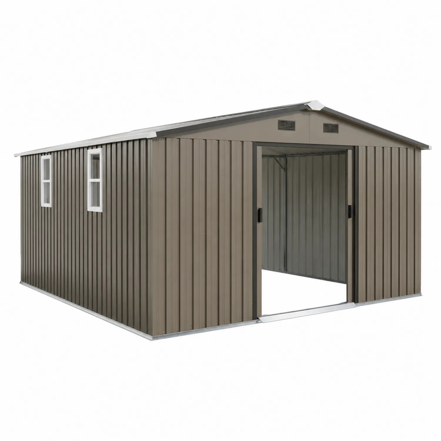Cobertizo de acero galvanizado 370x319x178 cm Marrón