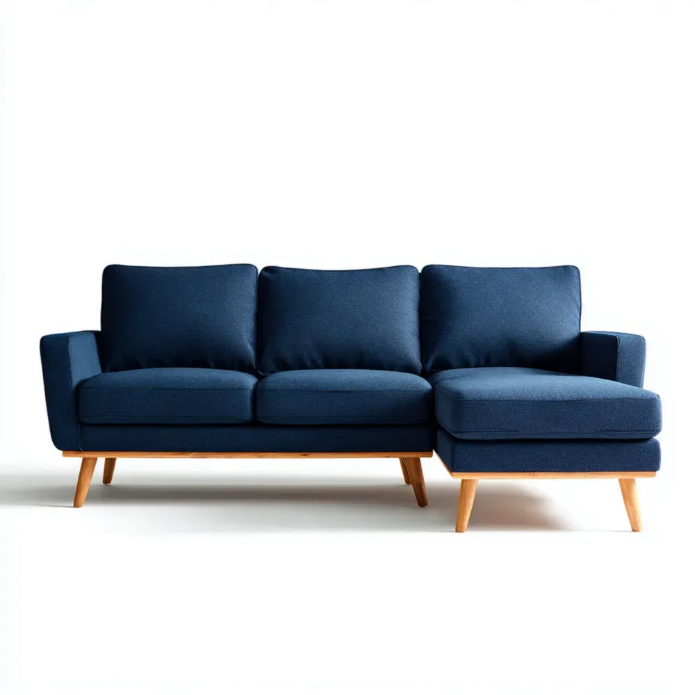 Sectional Sofa Fabric Upholstered 220x85x75 cm - Dark Blue - Modern Design