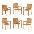 Conjunto de 6 Sillas de Madera de Acacia Exterior