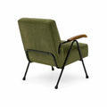 Silla de metal con tapizado de pana verde