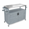 Carrito de cocina de acero inoxidable y madera con ruedas