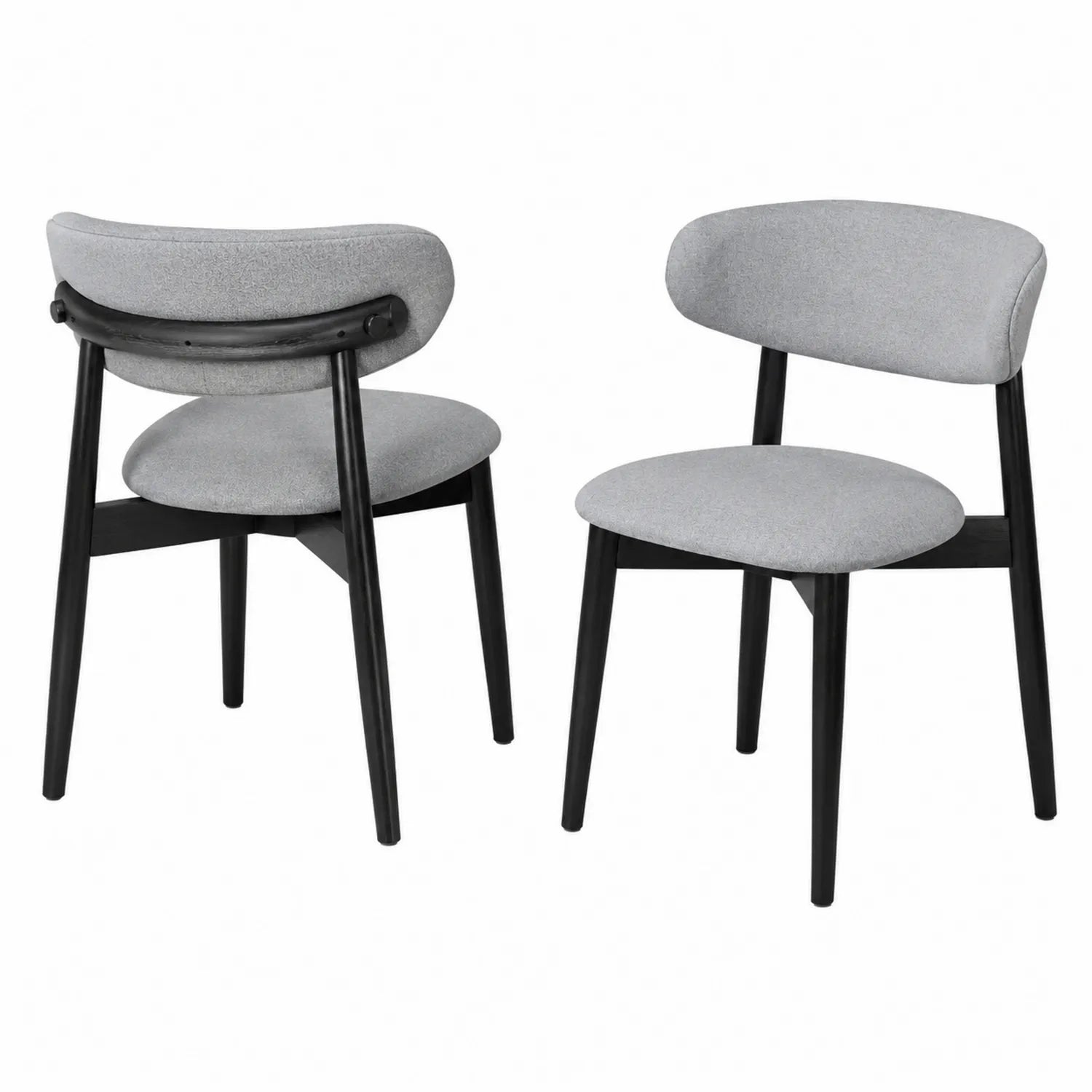 Conjunto de 2 sillas de comedor de tela gris con patas de haya