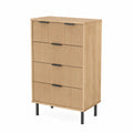 Cajonera de 4 cajones de MDF y patas de metal - 120x60x40 cm Roble