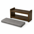 Banco de madera de acacia con cojín de poliéster gris