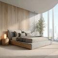 Double Bed Upholstered Wooden Frame 200x160x40 cm - Light Gray - Modern Design