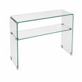 Mesa de vidrio templado de 10 mm con estante, 100x30x75 cm