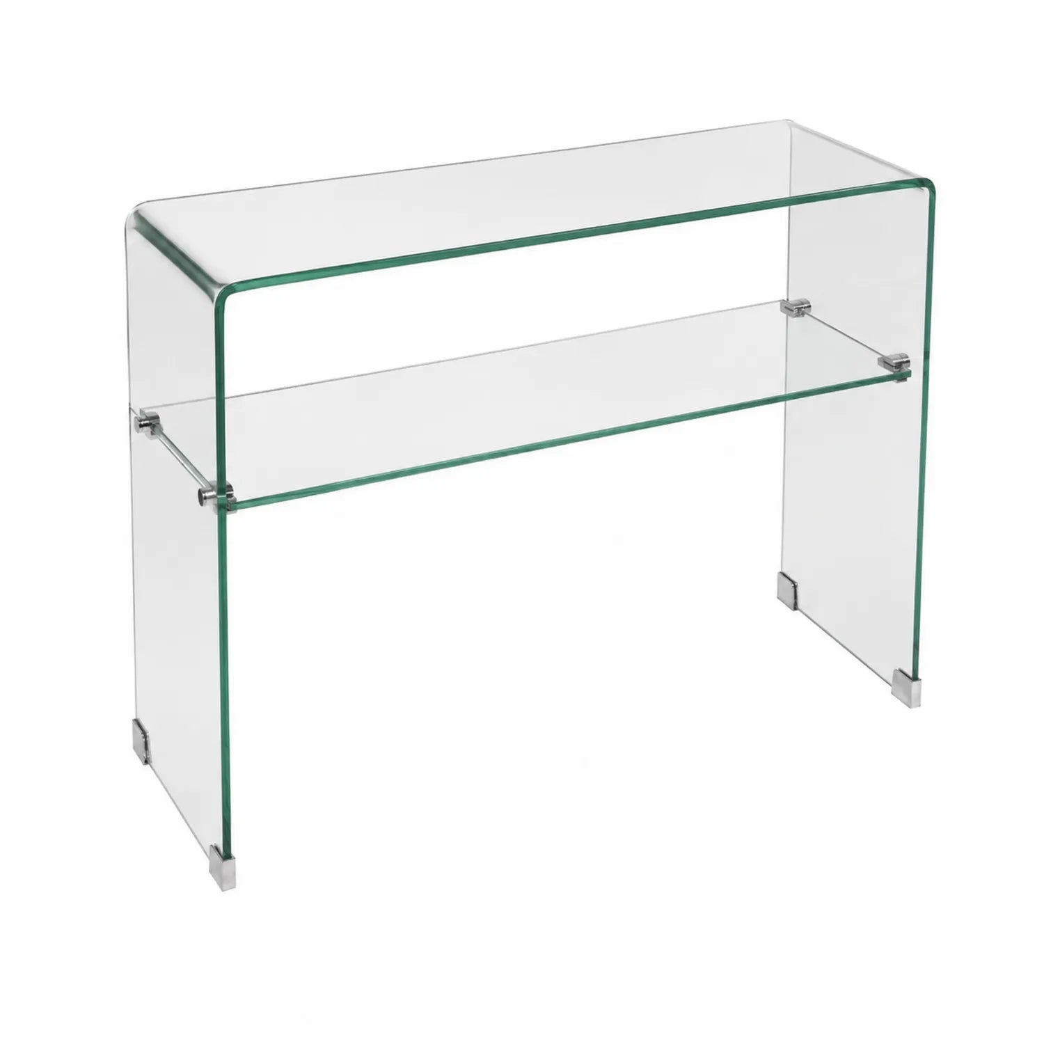 Mesa de vidrio templado de 10 mm con estante, 100x30x75 cm