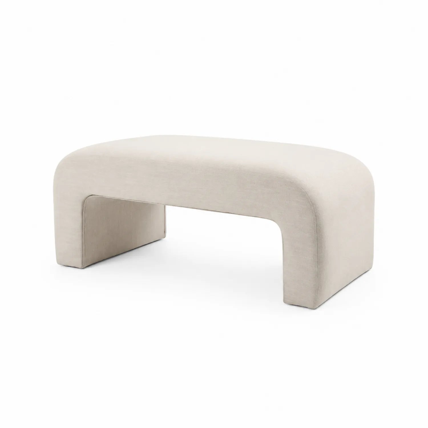 Banco tapizado en lino beige 120x50x40 cm