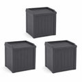 Conjunto de Cajas de Almacenamiento de Polipropileno Exterior 45x45x50 cm Negro