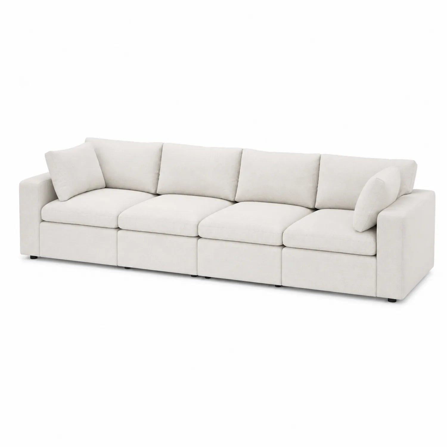 Sofá modular de 4 plazas tela poliéster Crema 300x95x85 cm