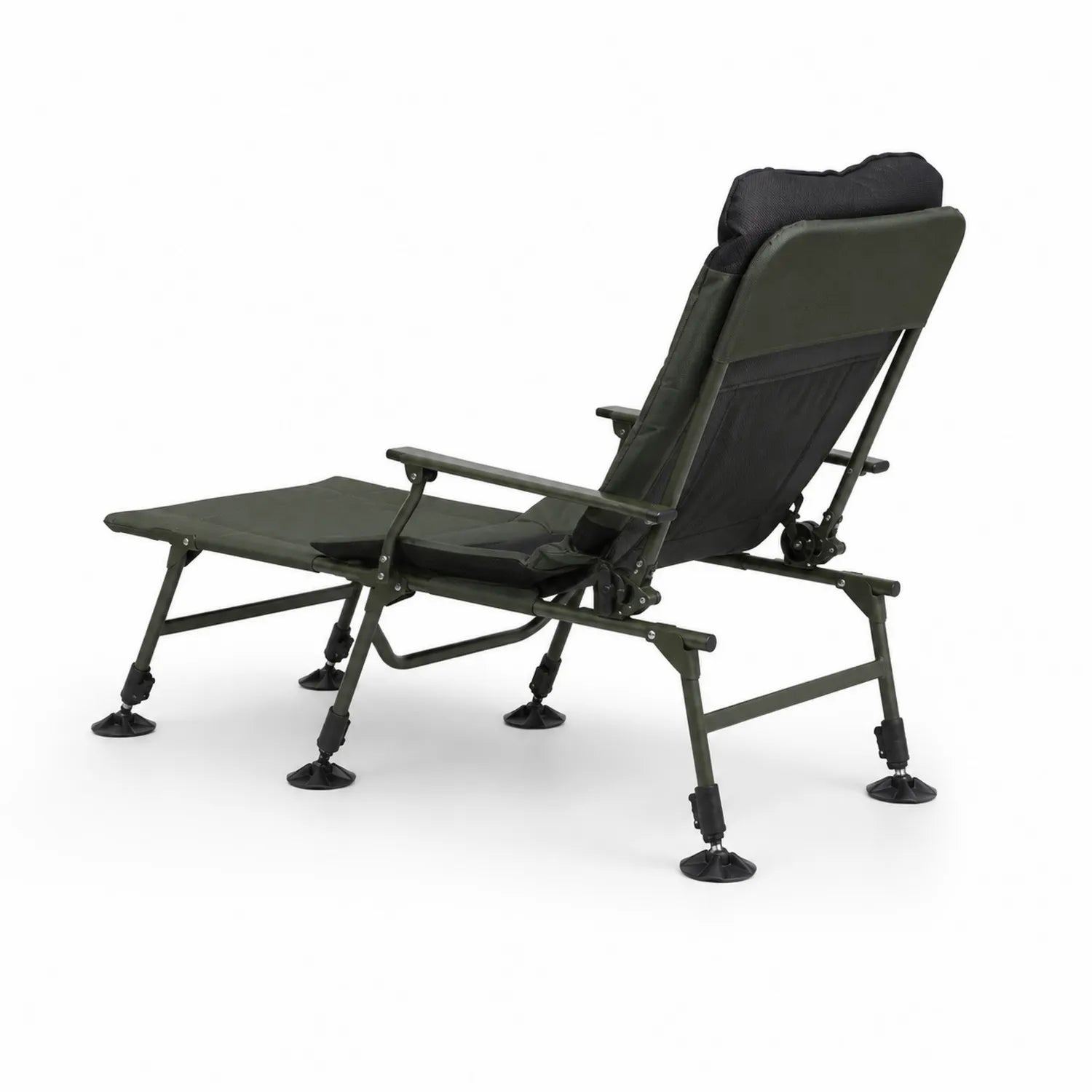 Silla de exterior plegable de metal con poliéster Verde y reposapiés ajustable