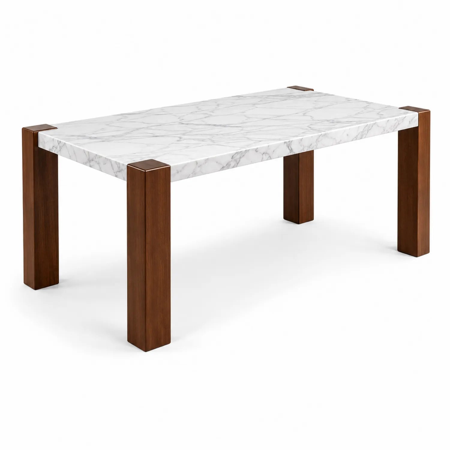 Mesa de comedor de mármol con patas de madera maciza 150x90 cm