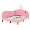 Cama infantil en forma de conejo 90x200 cm poliéster rosa