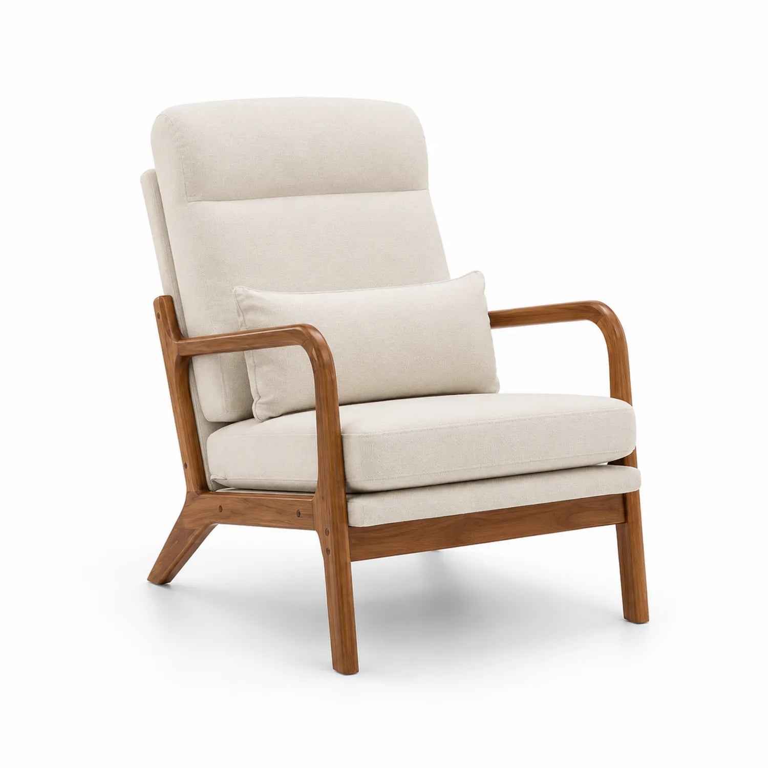 Sillón de Madera con Tela Beige 85x75x90 cm
