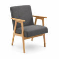 Silla de Madera con Tapizado de Tela Gris
