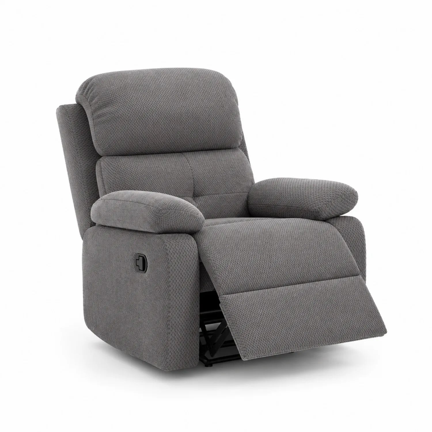 Sillón reclinable de tela gris con estructura de metal 105x90x85 cm