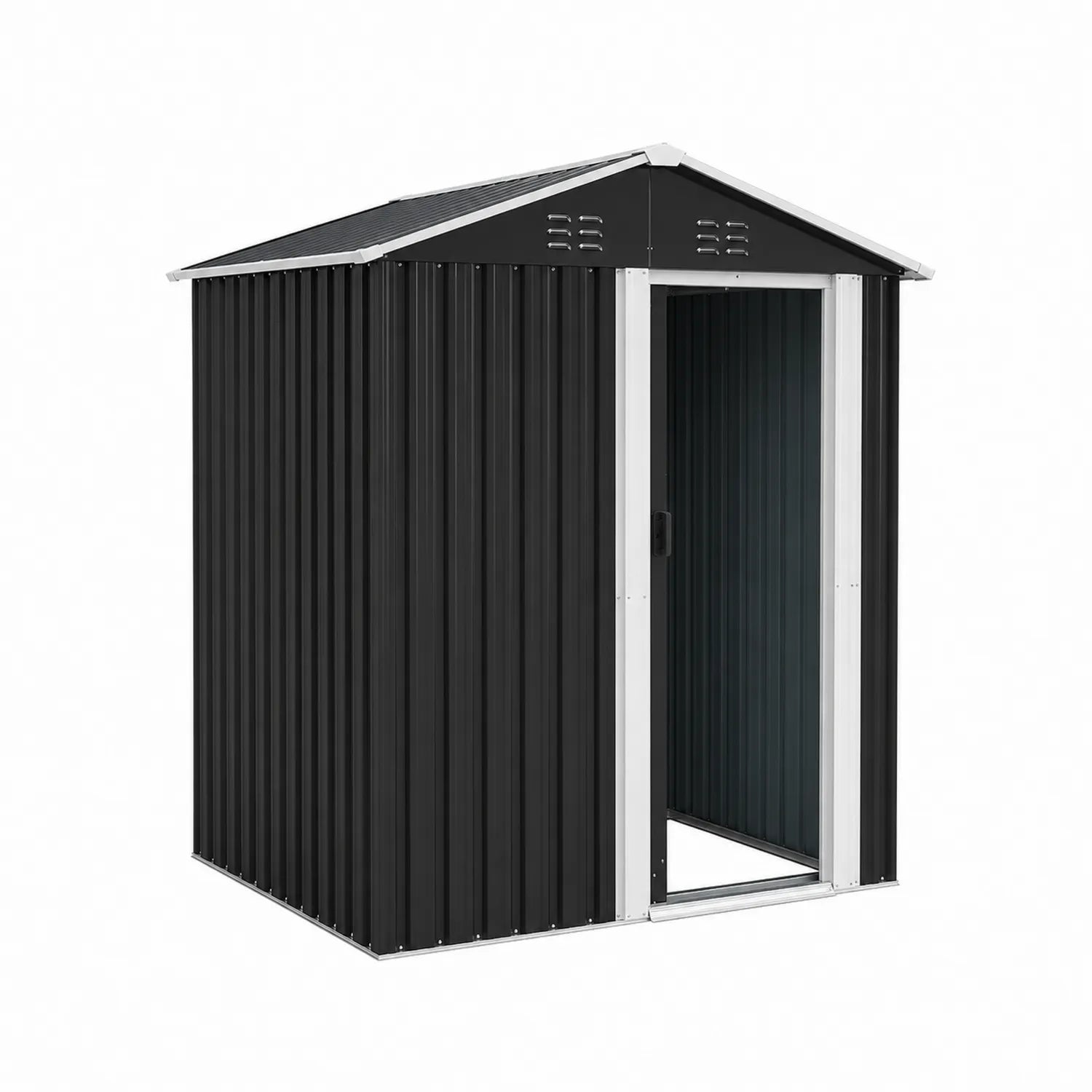 Cobertizo de jardín de acero negro 213x130x185 cm