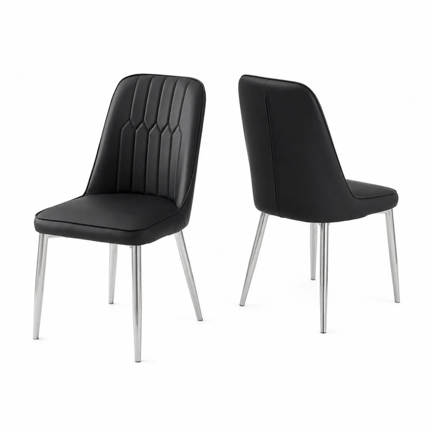 Conjunto de 2 sillas de cuero sintético con patas de acero inoxidable