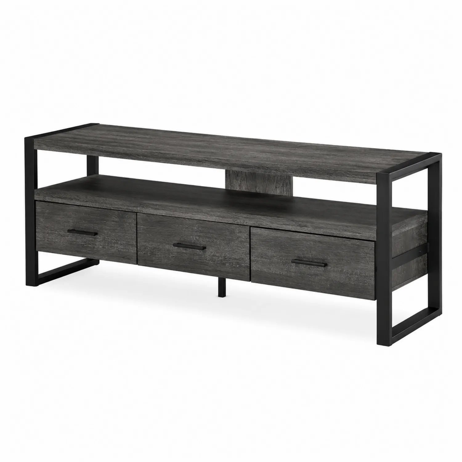 Mueble de TV de Metal y MDF Gris/Negro 150x40x50 cm