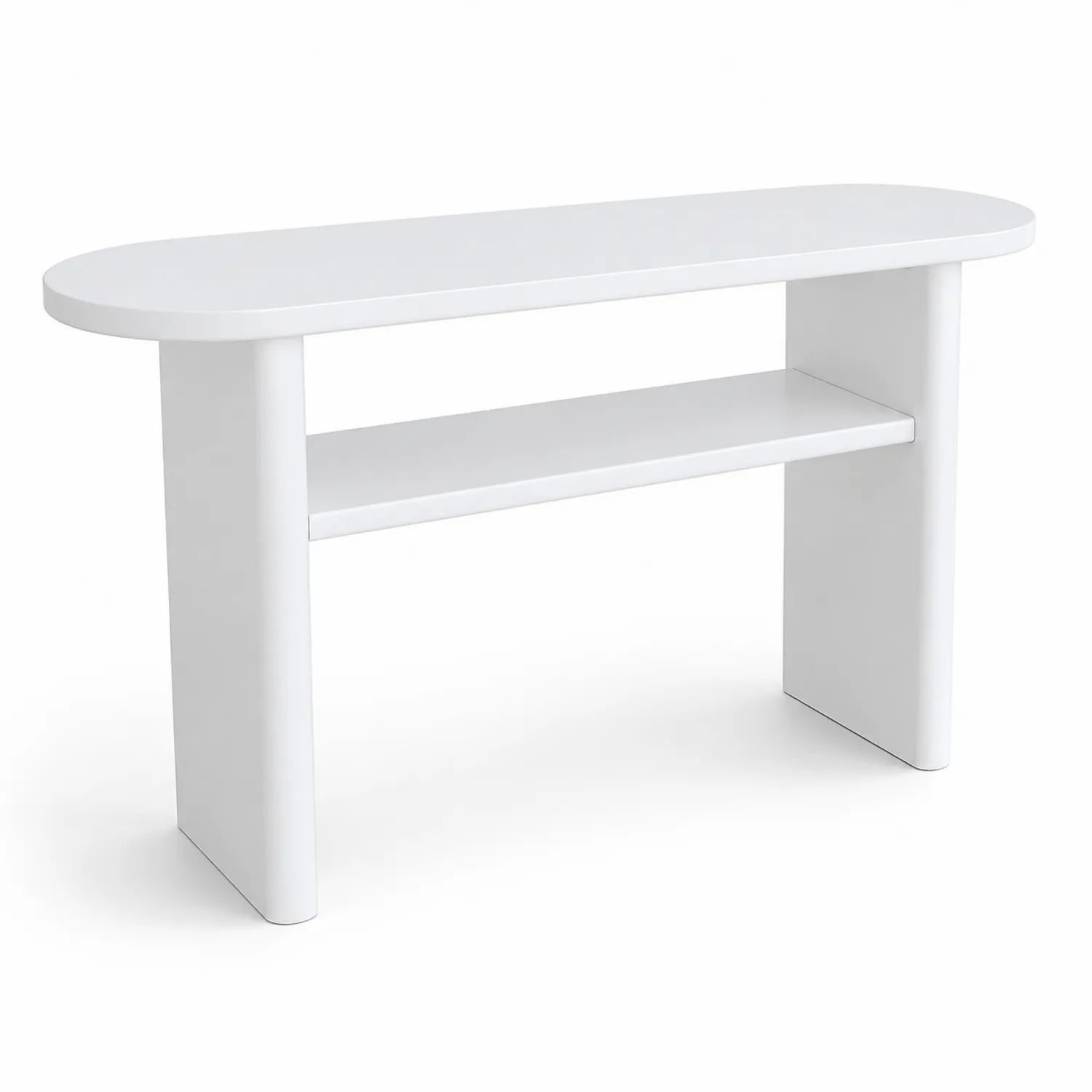 Mesa consola de MDF Blanco Ovalada 120x30x75cm