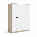 Armario Blanco de Madera Contrachapada con Tres Puertas y Dos Cajones