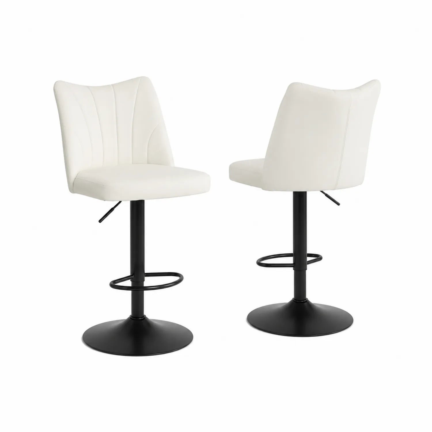 Taburete de bar con asiento de piel sintética y base de metal