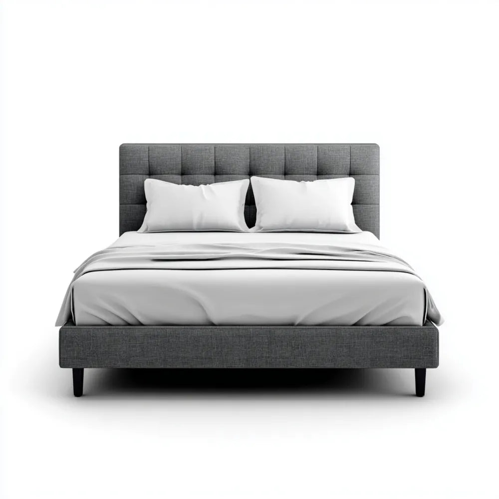Double Bed Upholstered Fabric 200x160x100 cm – Dark Gray – Modern Style