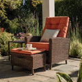 Patio Recliner Set 80x70x100 cm Wicker Cushions – Orange
