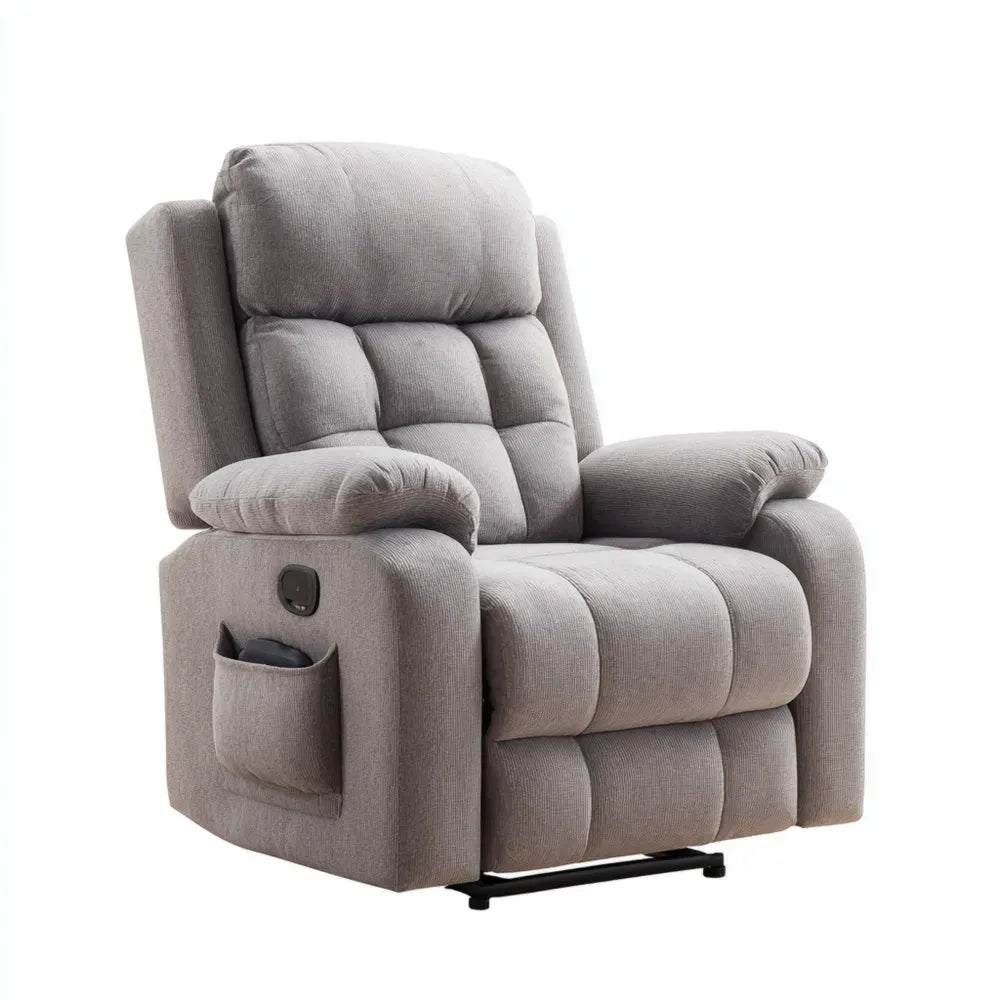 Recliner Chair 100x80x70 cm - Upholstered Fabric - Gray - Modern Comfort