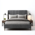 Double Bed Velvet Upholstery 200x160x120 cm - Dark Gray - Modern Style