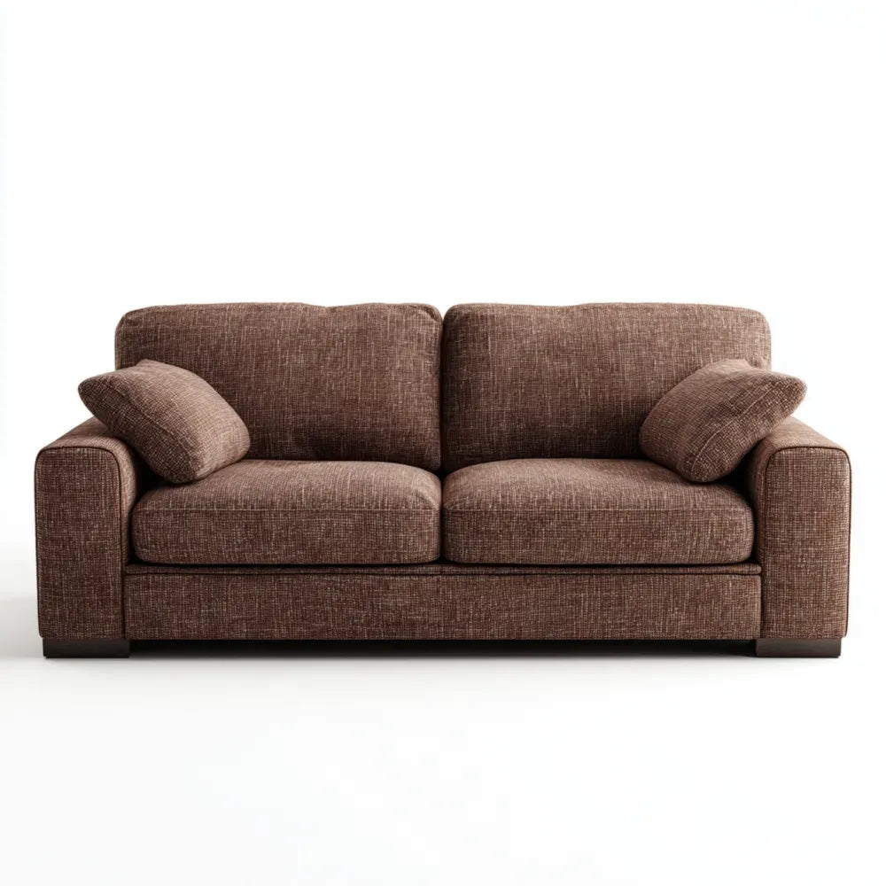 Modern Design Sofa Set Fabric Upholstery 200x90x95 cm - Brown