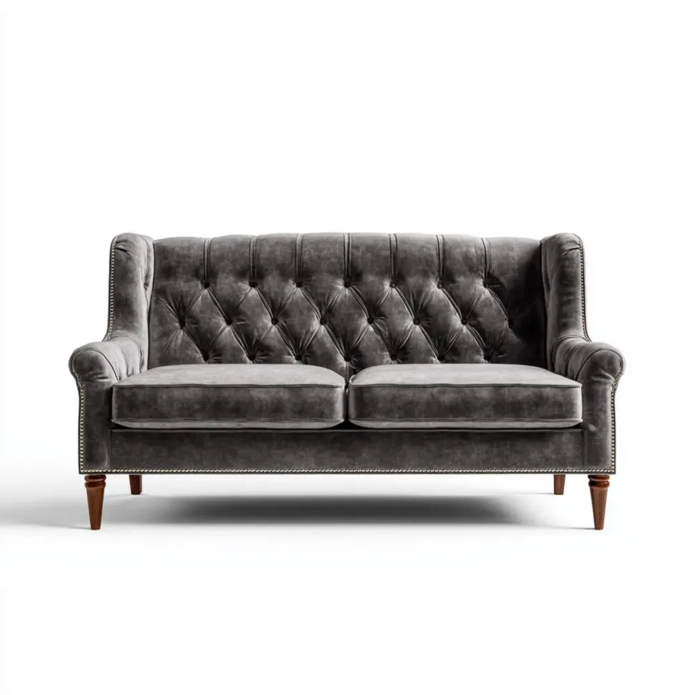Vintage Style Velvet Sofa Set 150x85x80 cm - Dark Grey
